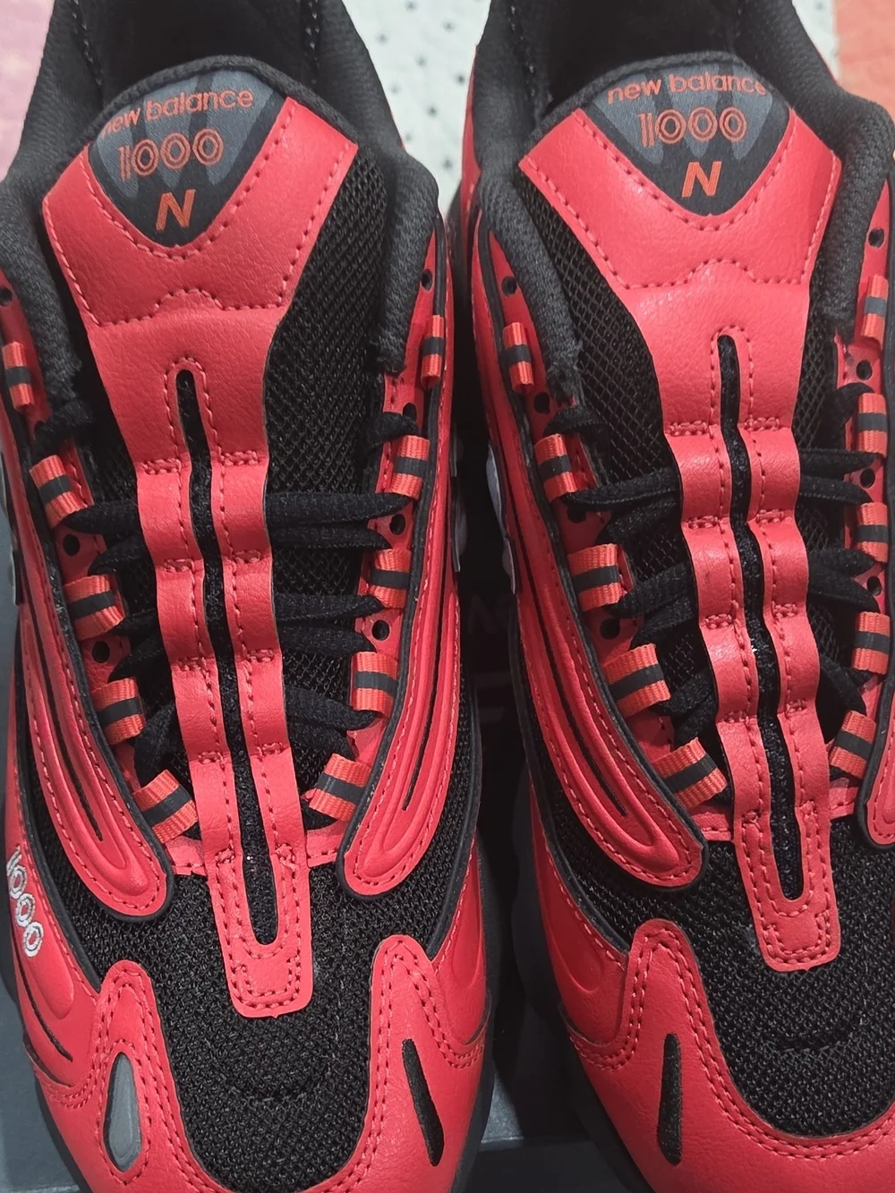 New Balance Red and Black Mens Athletic Sneakers